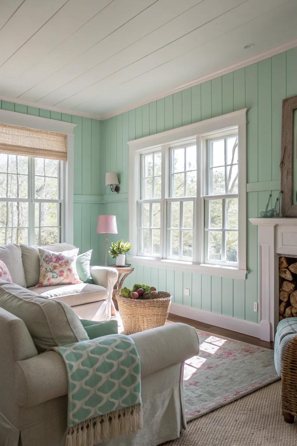 Pastel hues create a calming retreat.