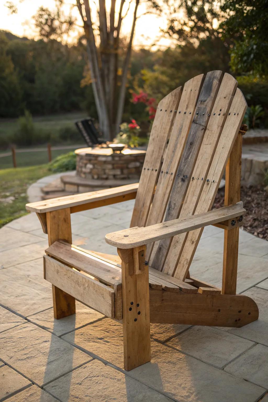 Embrace timeless elegance with a handcrafted Adirondack pallet chair, perfect for your outdoor haven.