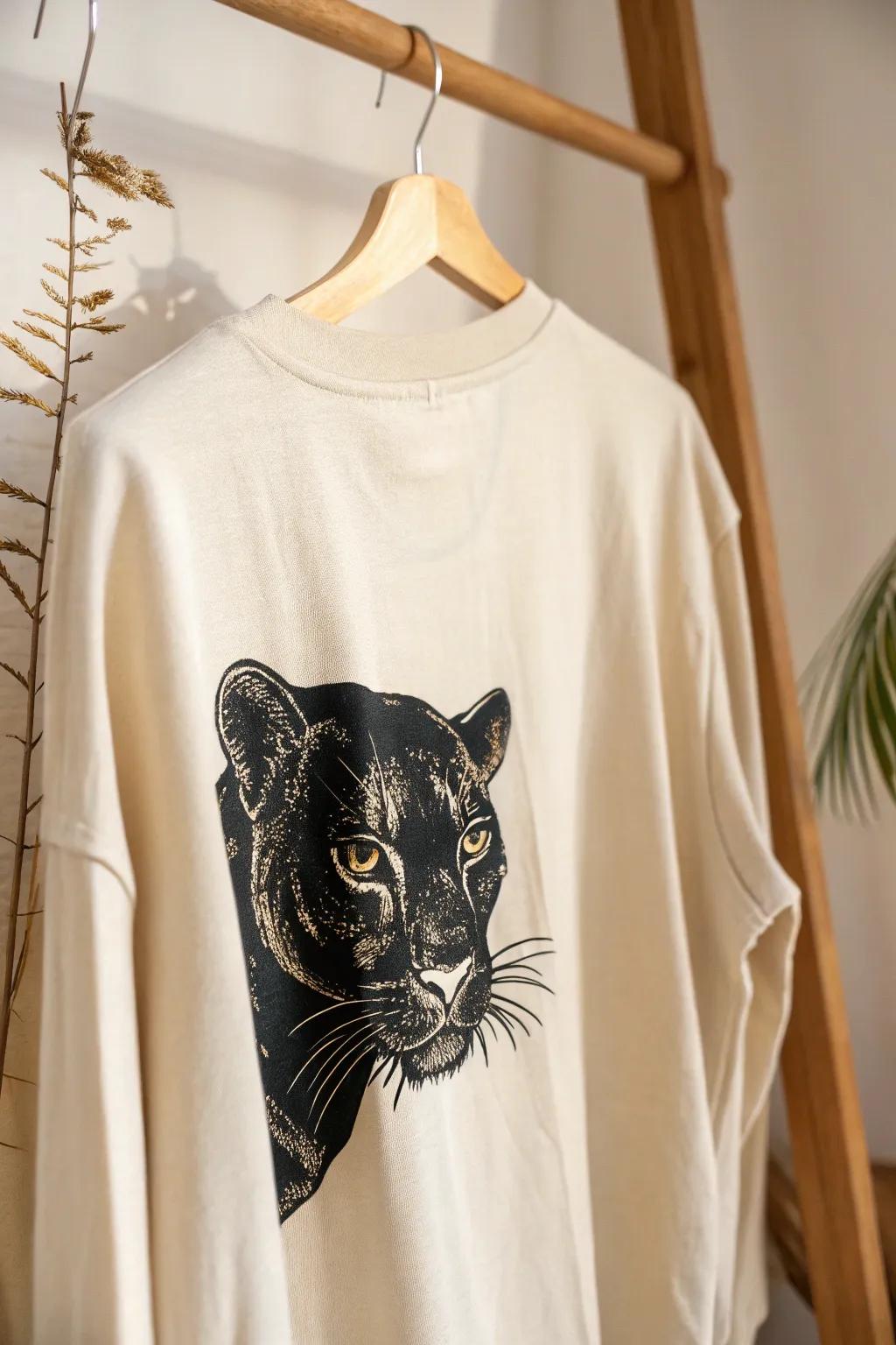 Unleash your wild side with this bold panther portrait shirt – where minimalist elegance meets striking artistry.