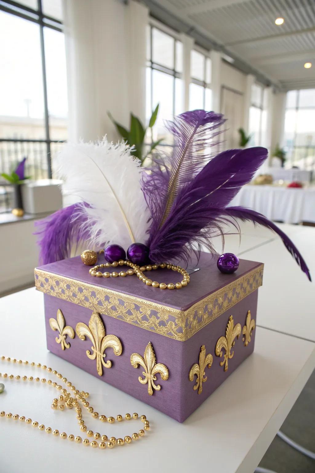 Turn a simple shoebox into a Mardi Gras masterpiece with a touch of Scandinavian elegance and boho flair!
