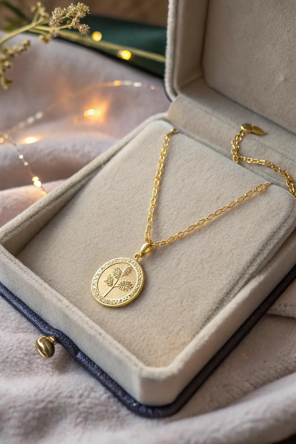 A personalized necklace with custom engravings adds a touch of elegance and sentiment.