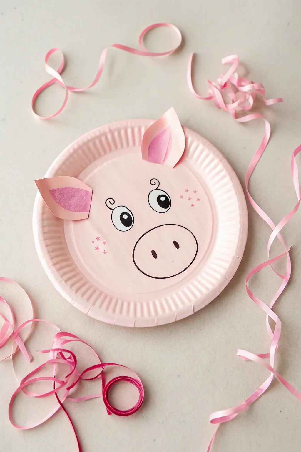 Bring a touch of whimsy and Scandinavian charm to your crafting with this delightful paper plate pig face!