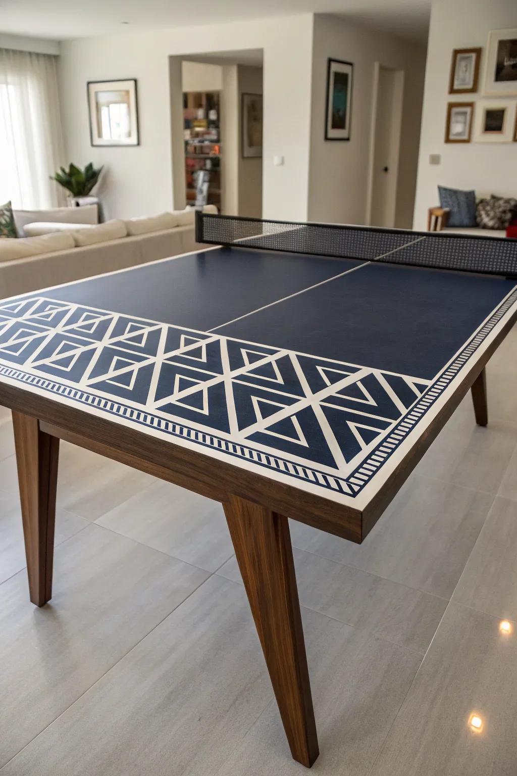 Transform your space with geometric elegance: a ping pong table that's both a game and a centerpiece.