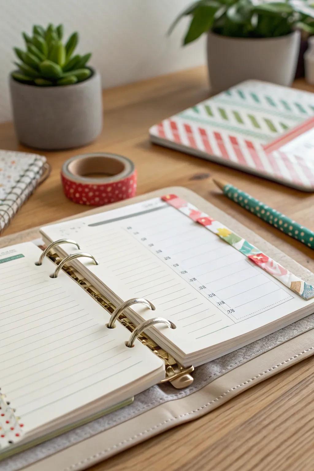 Elevate your planner game with vibrant DIY washi tape tabs—where minimalist design meets playful creativity.