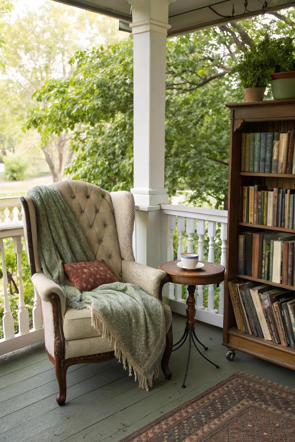 A reading nook where comfort meets tranquility.