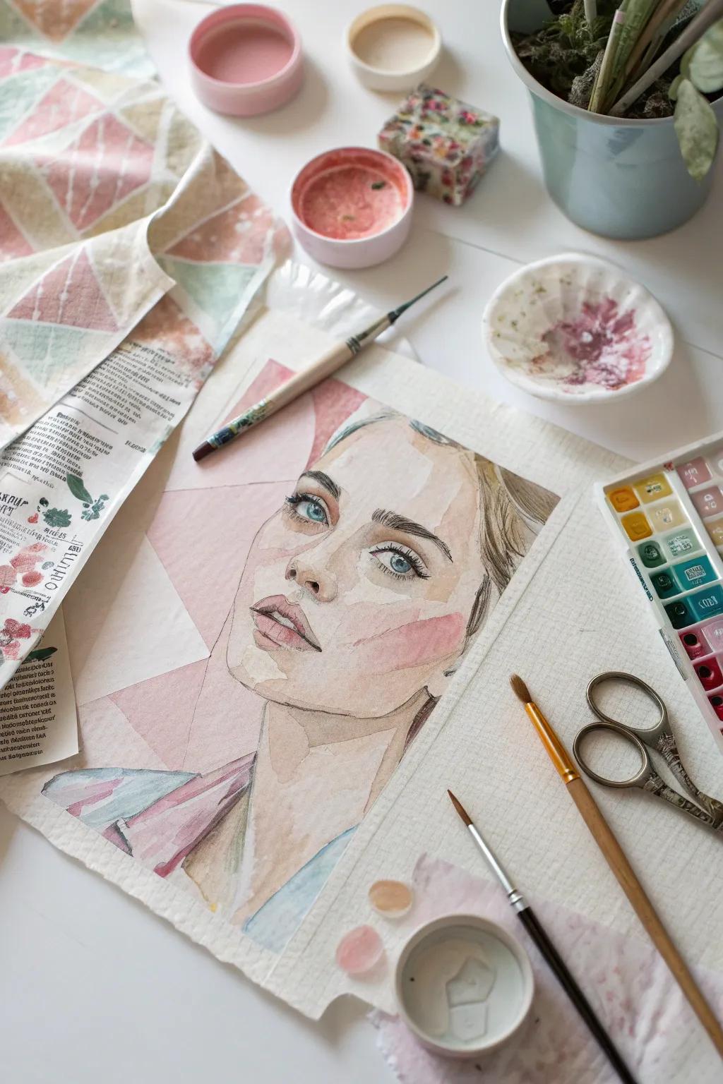 Discover the beauty of mixed media with a minimalist collage portrait project. Embrace creativity with magazine cutouts, fabric, and paint.
