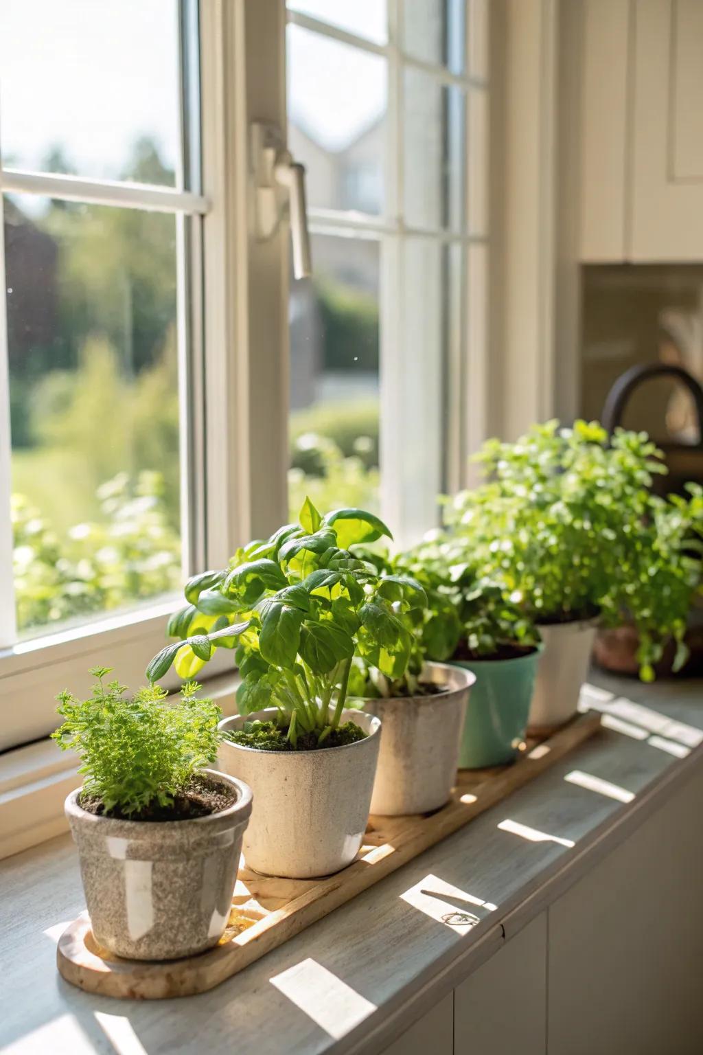 A fresh and vibrant mini herb garden right in your kitchen.