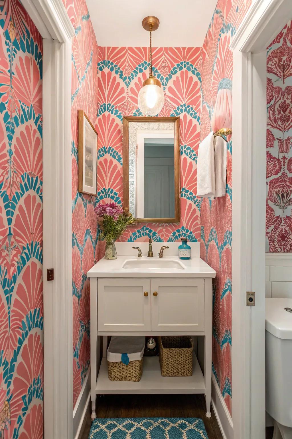 Bold wallpaper can transform your powder room into an eye-catching space.