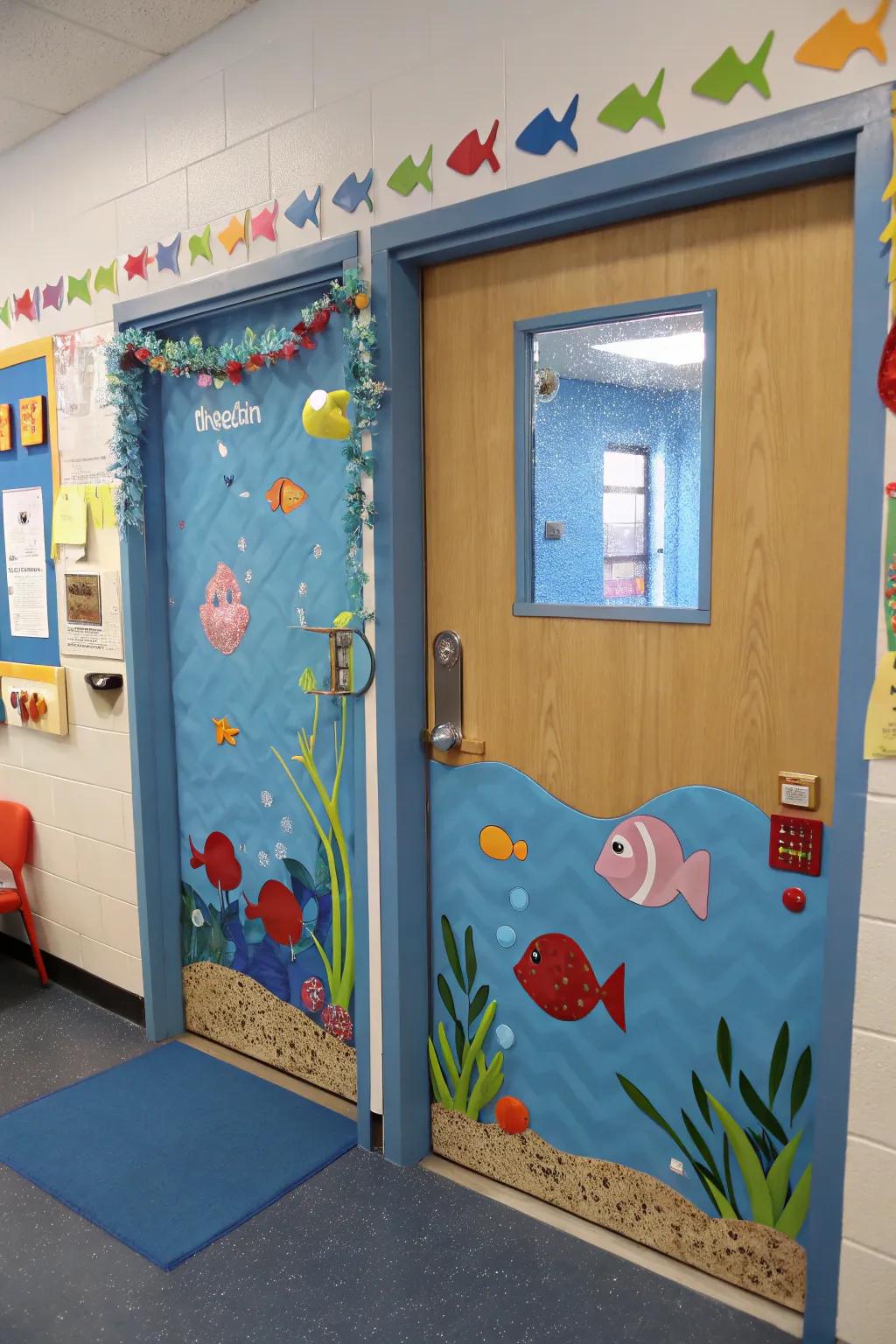 Dive into learning with this ocean-themed preschool door.