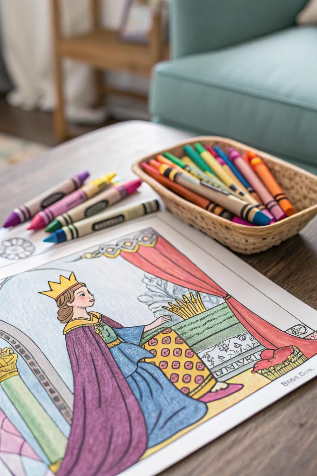 Bring Queen Esther to life with vibrant colors!