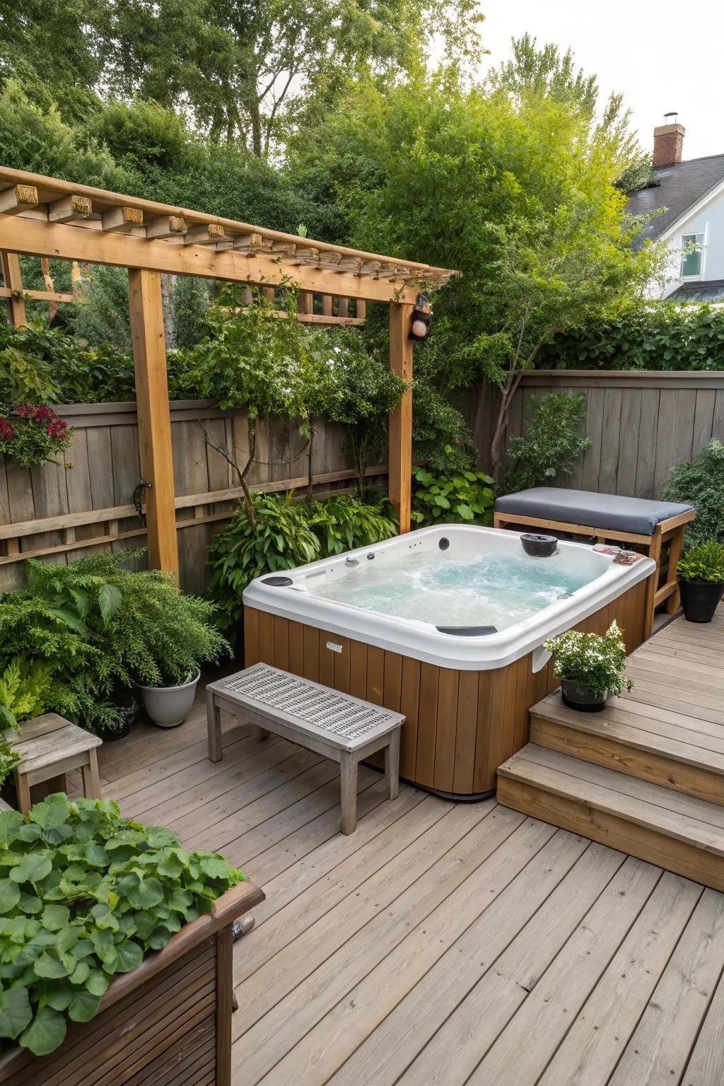 A custom deck provides privacy and blends seamlessly with your backyard's natural beauty.