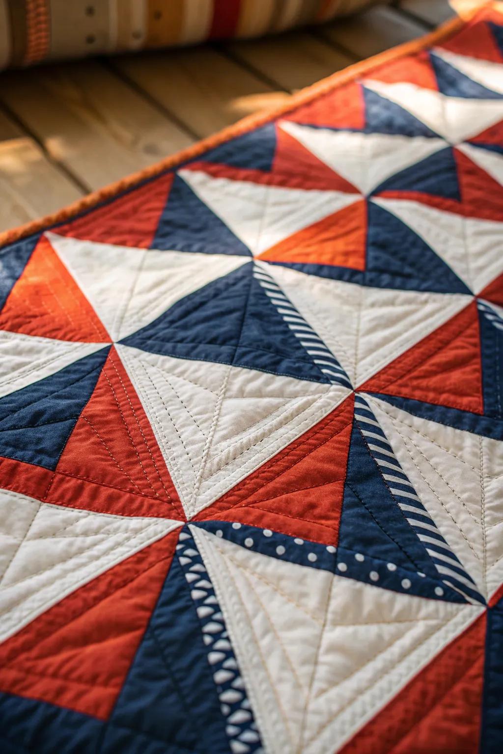 Discover the art of craftsmanship with bold geometric patterns that weave timeless style into quilts for boys.