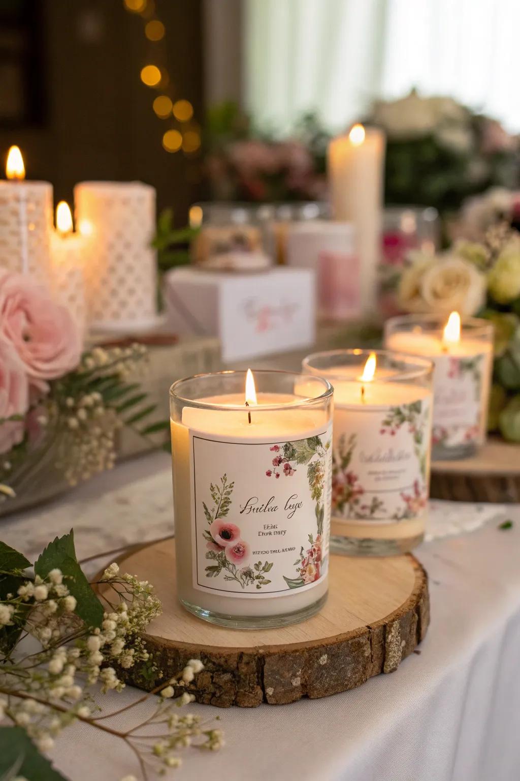 Personalized candles add a warm and inviting touch to any quinceañera.