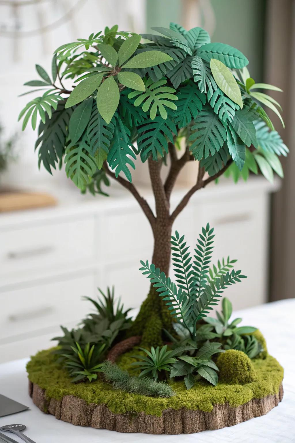 Embrace the wild elegance of nature with this handcrafted rainforest diorama masterpiece.