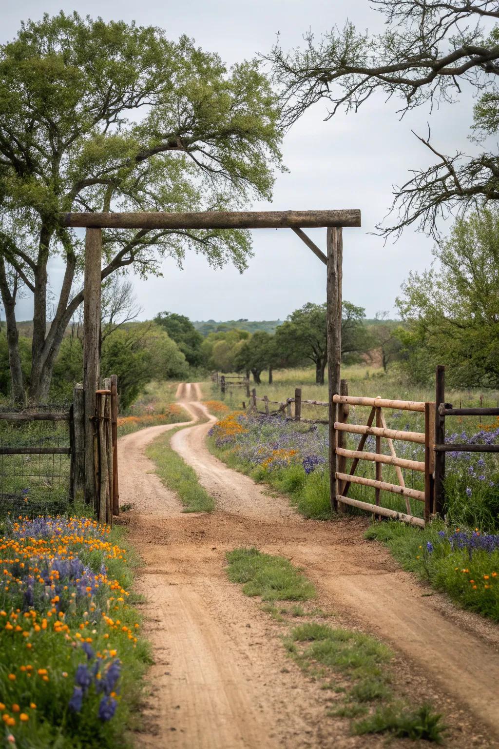 A classic wooden gate that blends beautifully with nature.