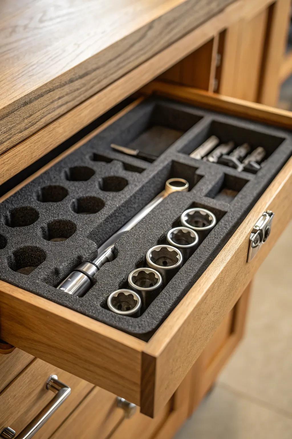 Organize your tools with precision: Custom foam inserts for a clutter-free workspace.