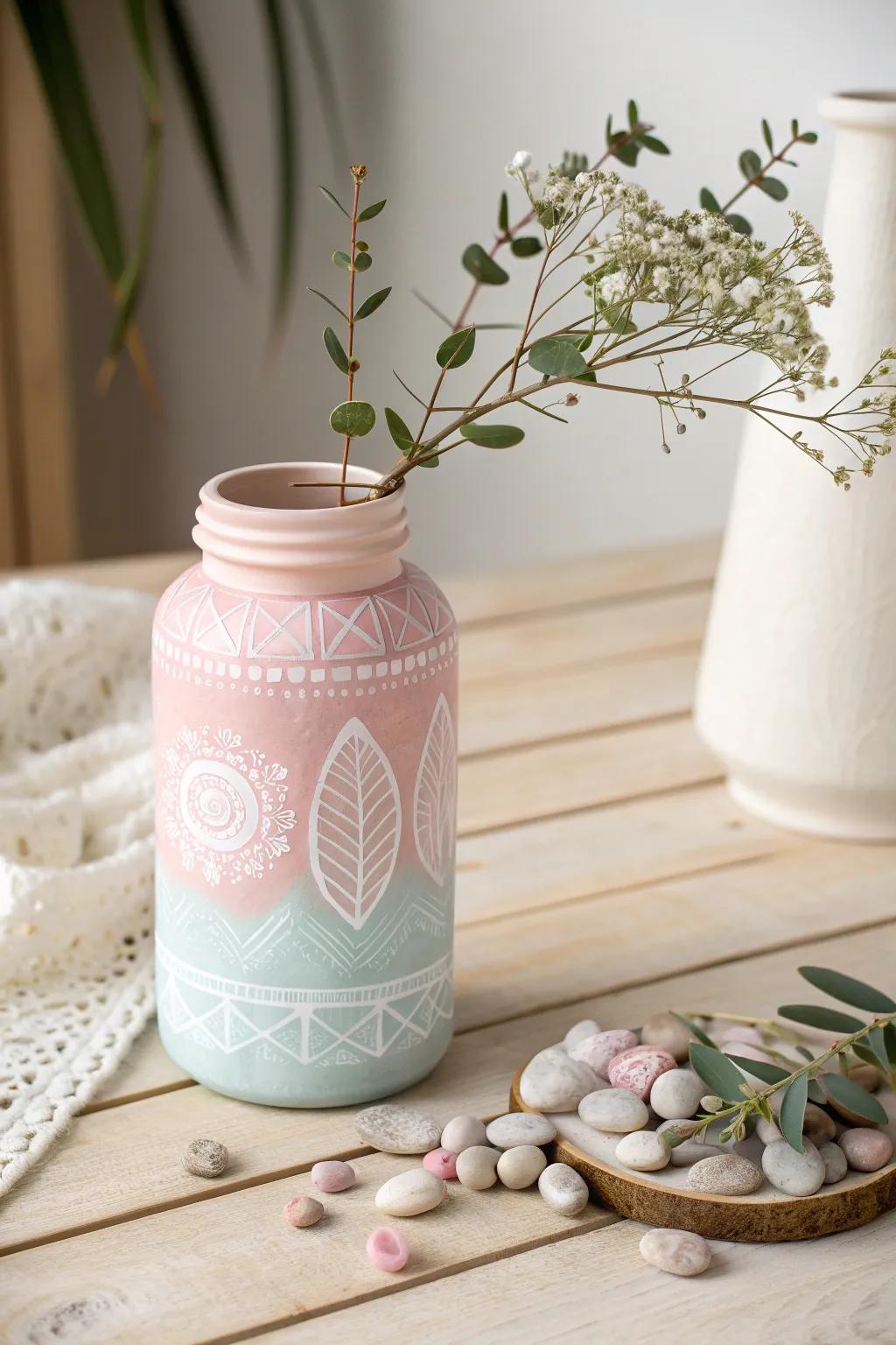 Elevate your space with handcrafted beauty: Upcycled glass jars turned into exquisite vases.