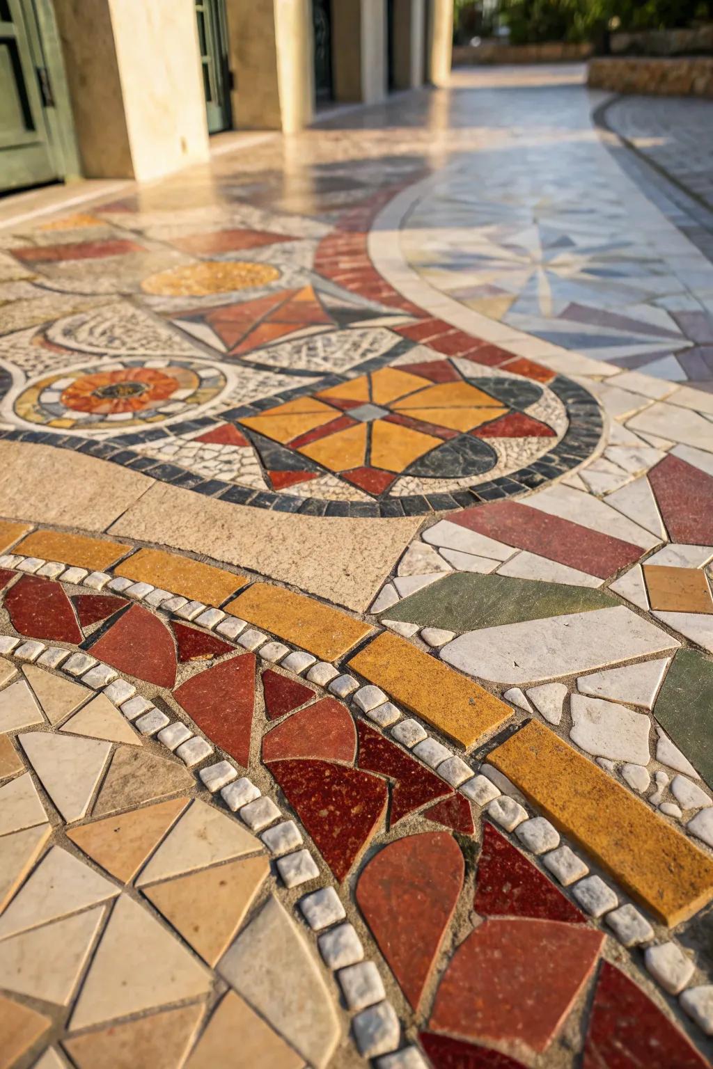 Transform leftover tiles into a mosaic masterpiece that speaks of artistry and sustainability.