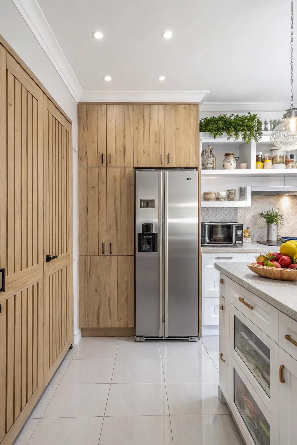 Vertical planks give your refrigerator a sleek and modern look.