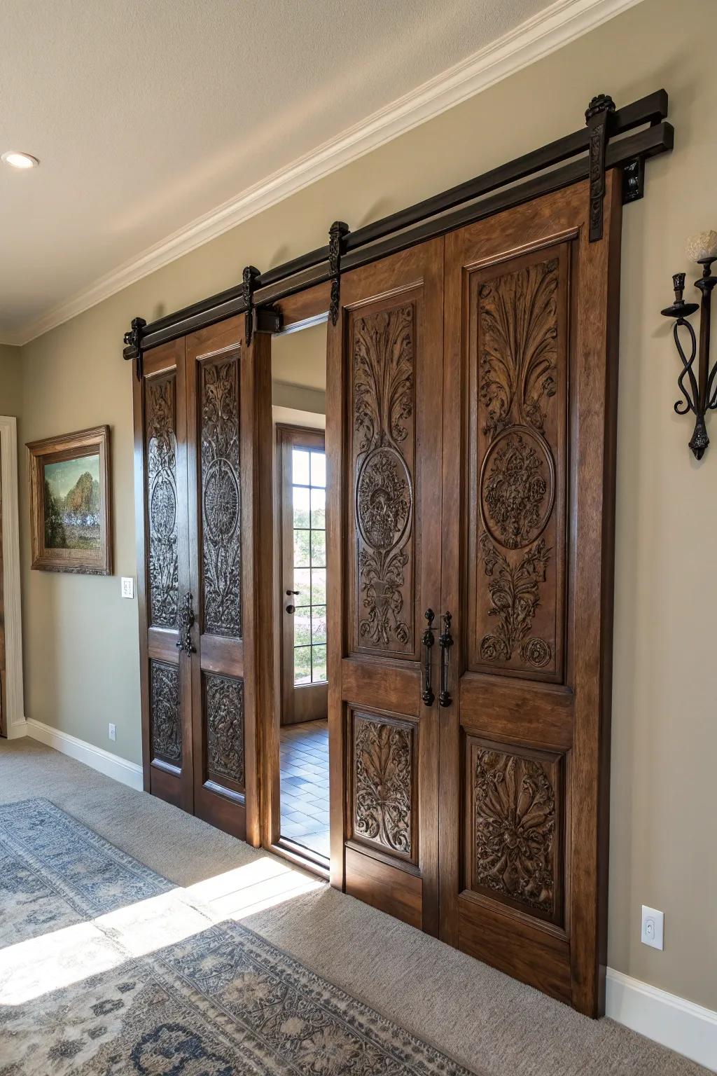 Elevate your space with the timeless elegance of repurposed French sliding doors.