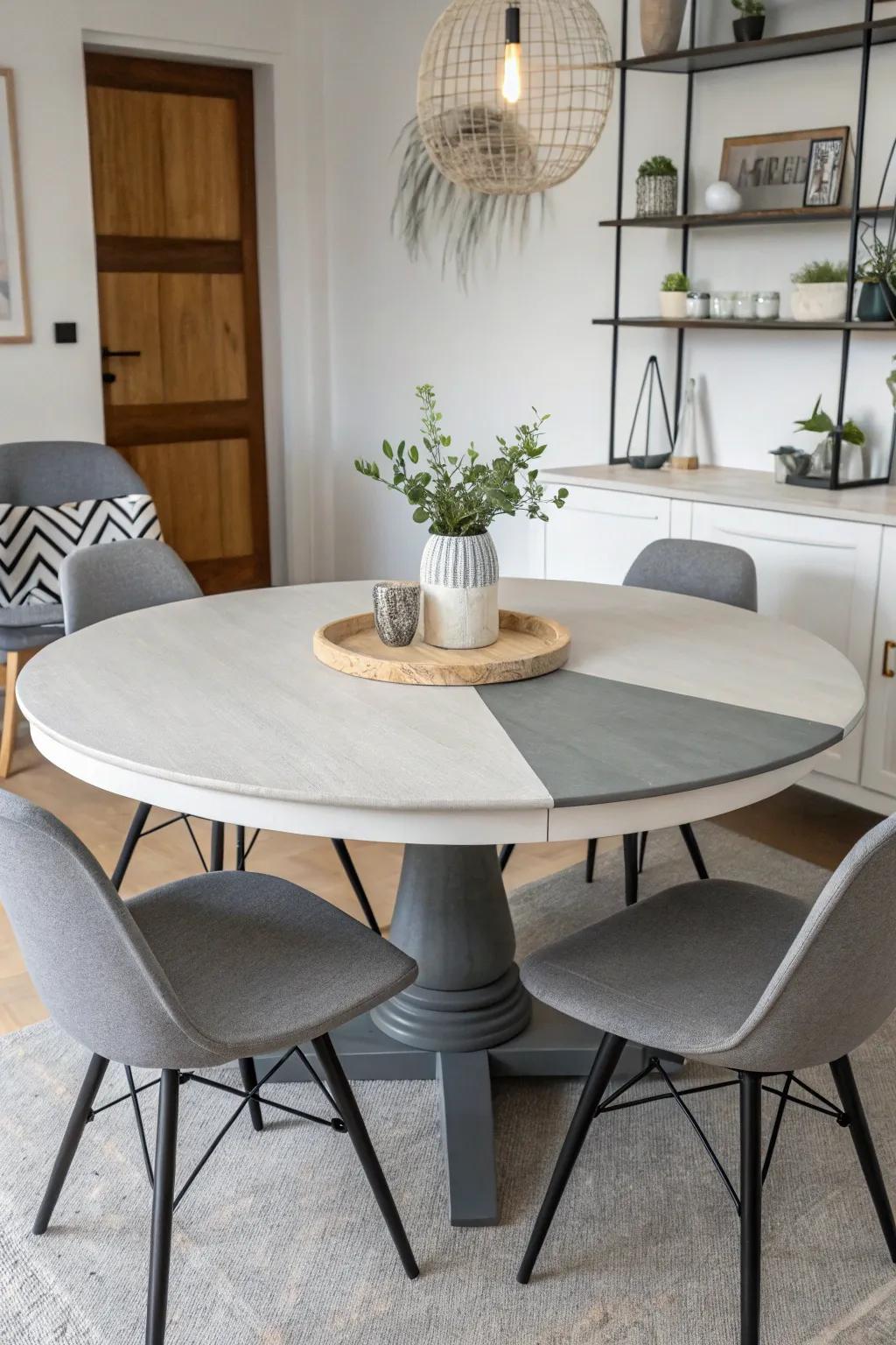 Monochrome elegance brings a modern touch to any round table.