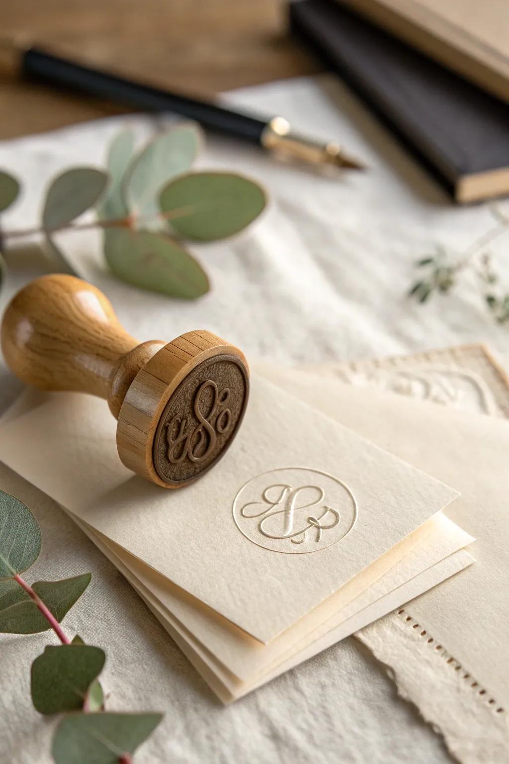 Elevate your correspondence with personalized stationery crafted with artisanal rubber stamps.