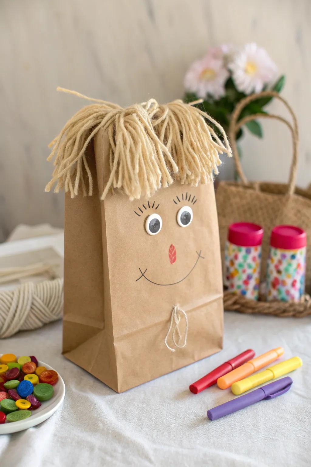 Embrace creativity with this charming Samson paper bag puppet—an afternoon craft that's both simple and delightful.