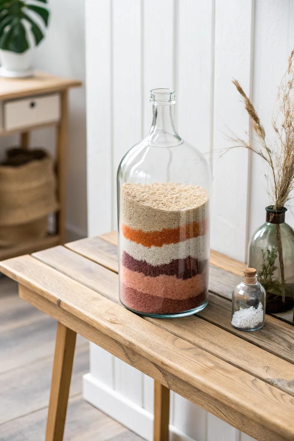 Craft your own masterpiece with colorful layered sand bottles—where simplicity meets vibrant elegance.