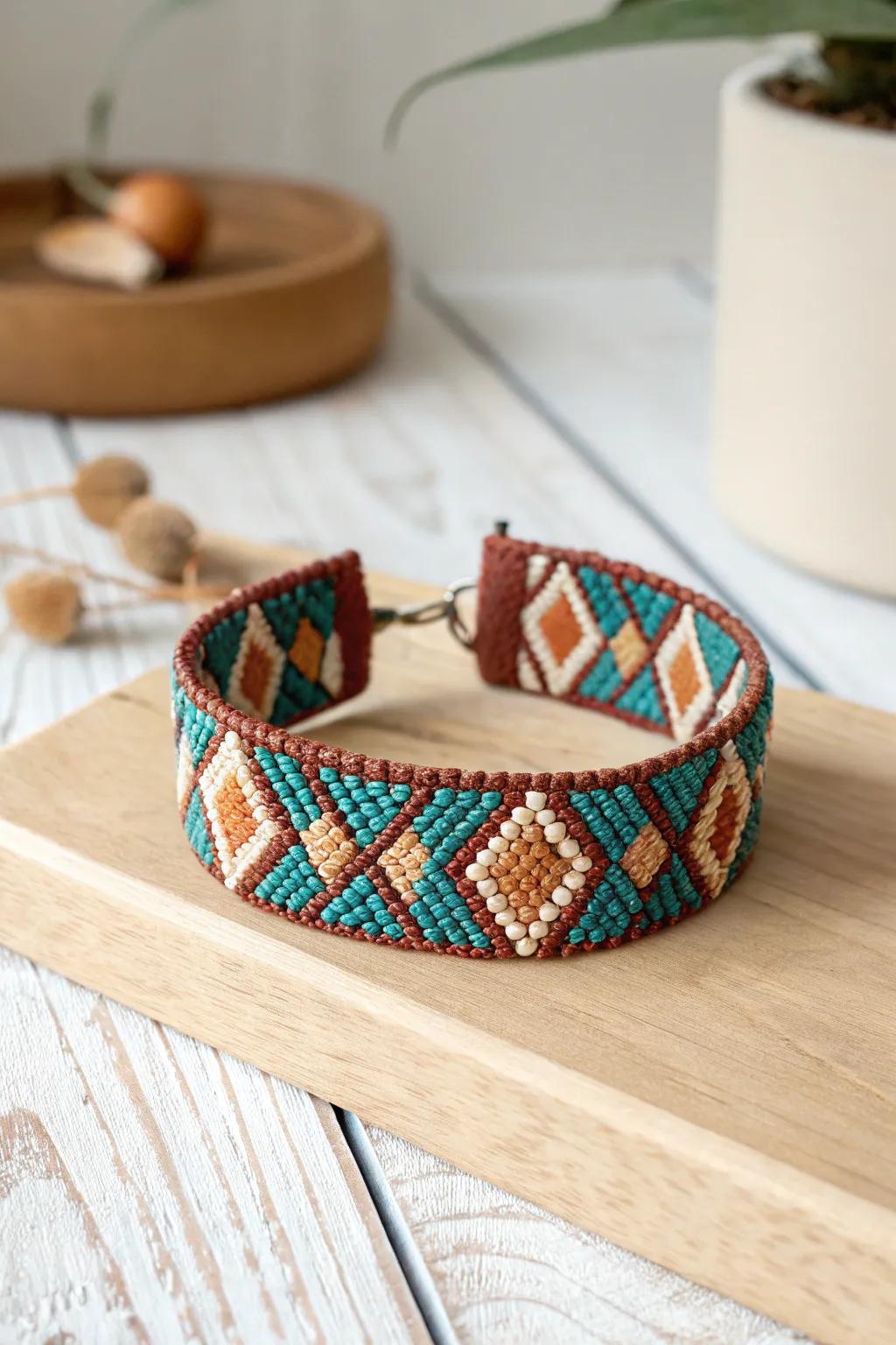 Elevate your style with the perfect blend of modern geometric patterns and artisanal craftsmanship.