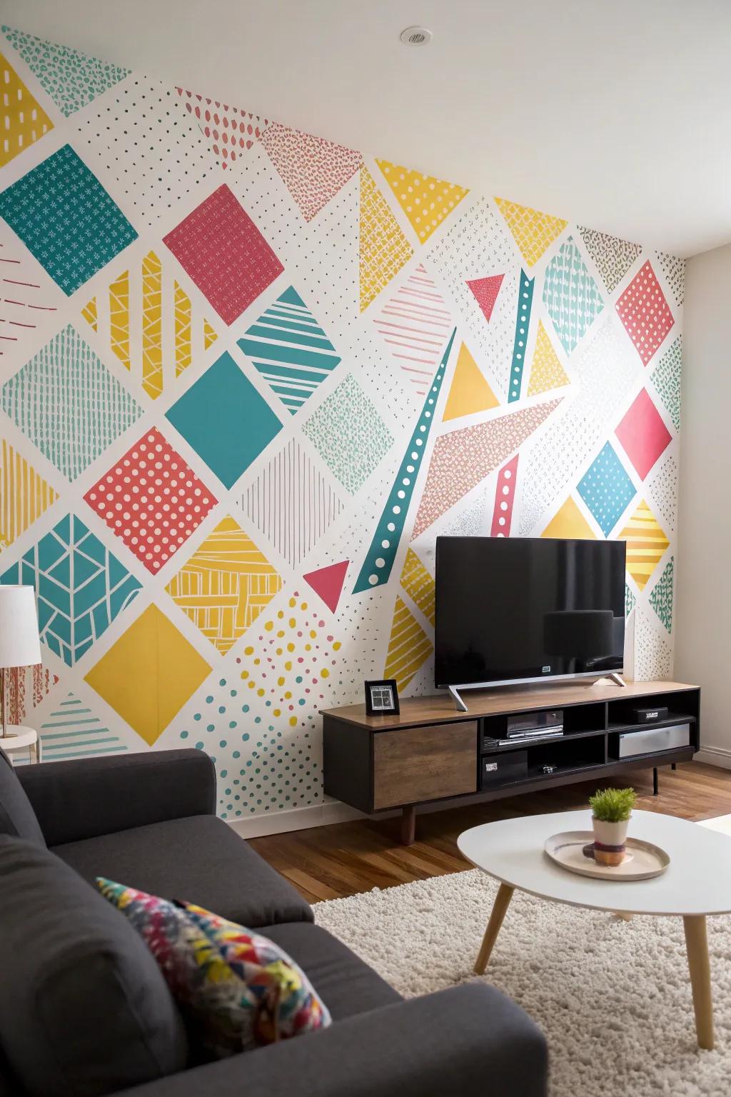 Add a splash of geometry to your walls with simple washi tape designs.