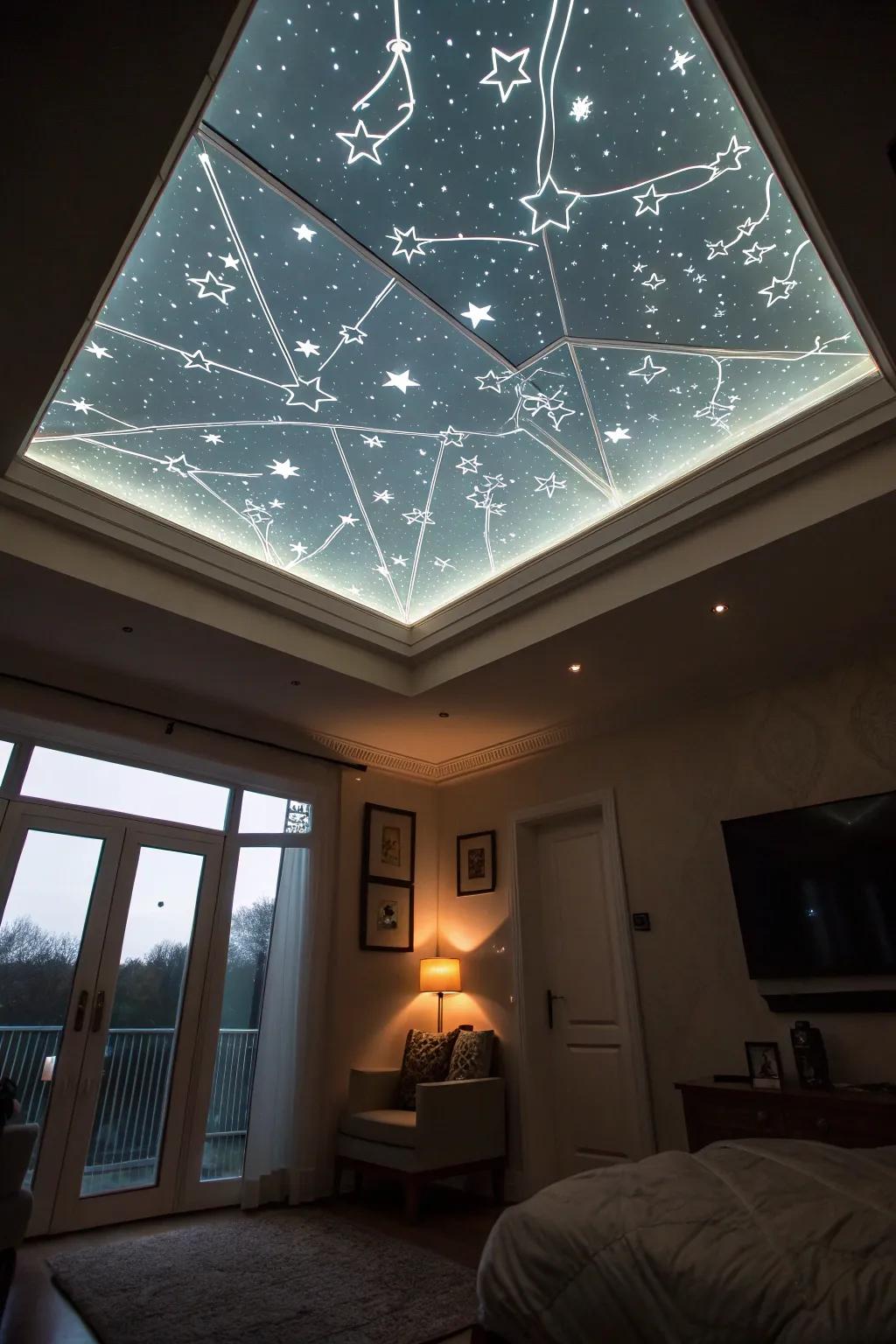 Bring the night sky indoors with a starry skylight.