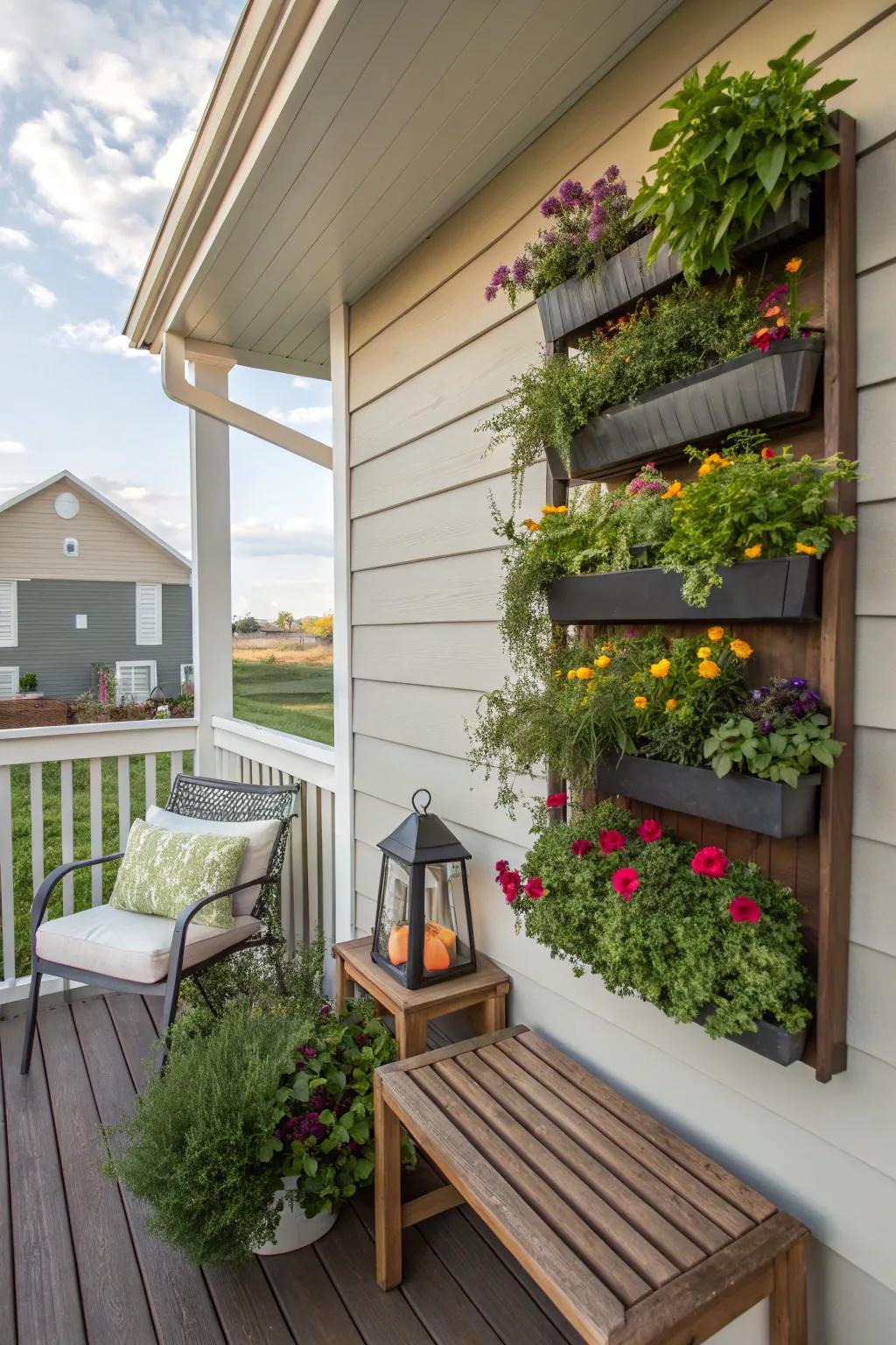 Vertical gardens bring greenery to small spaces.