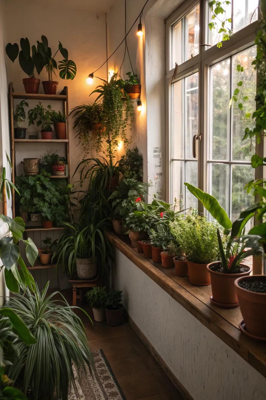 A cozy plant nook perfect for relaxation.