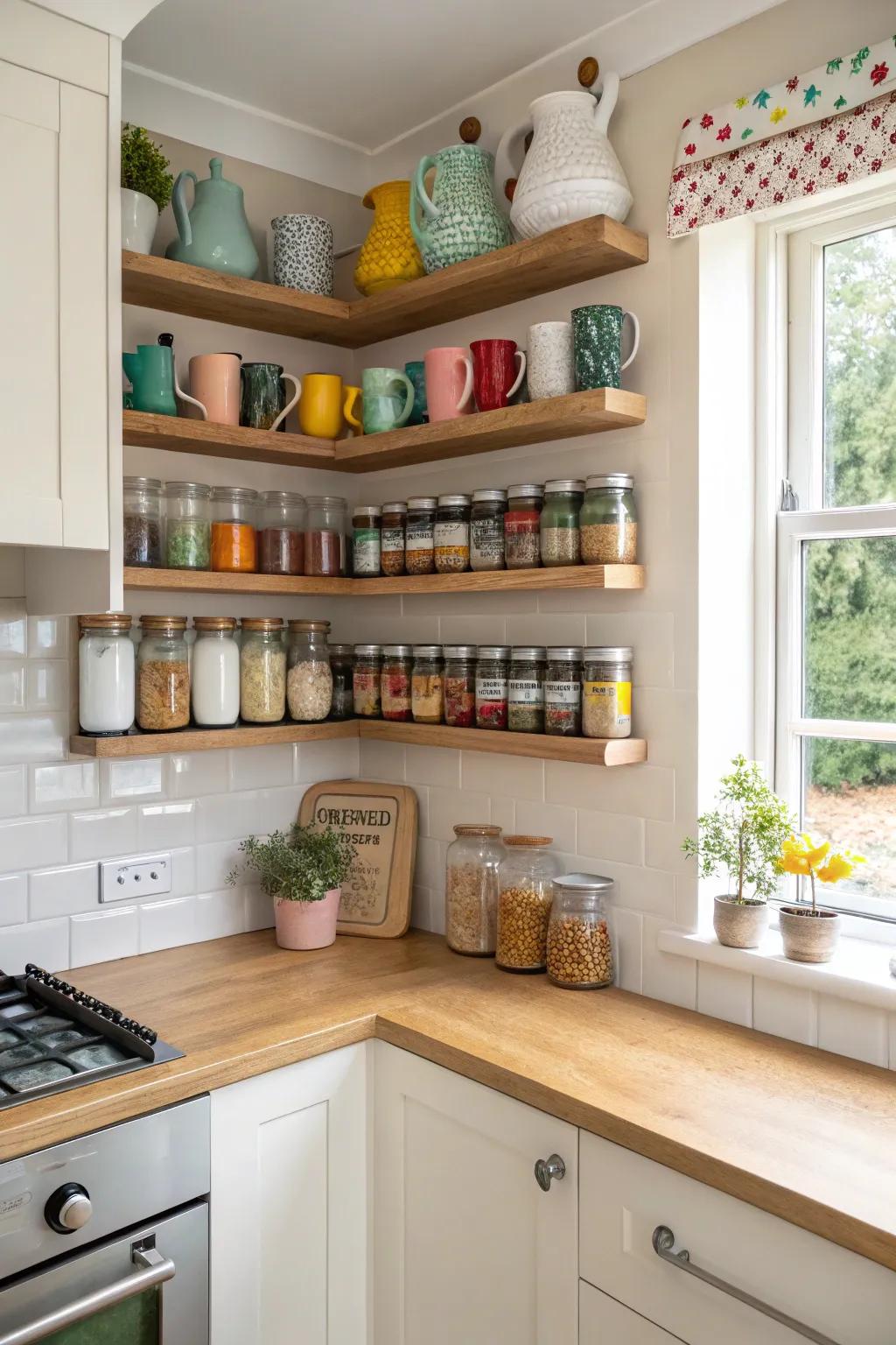 Open shelves can turn your kitchen essentials into decor.