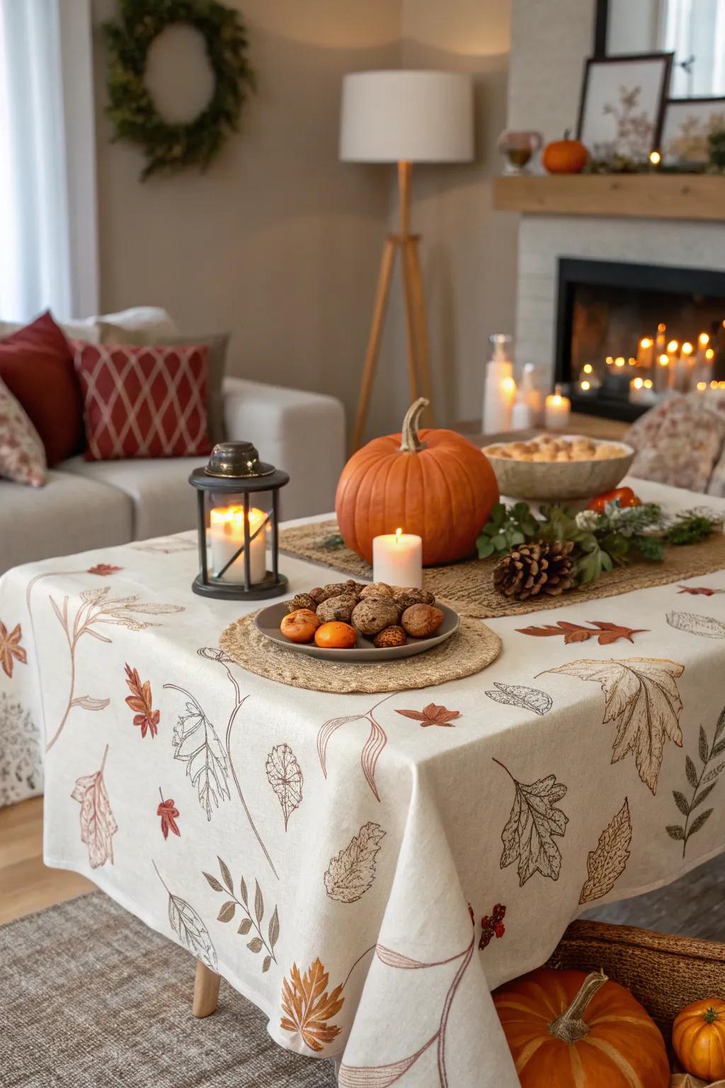 A themed tablecloth adds a festive touch to your snack setup.