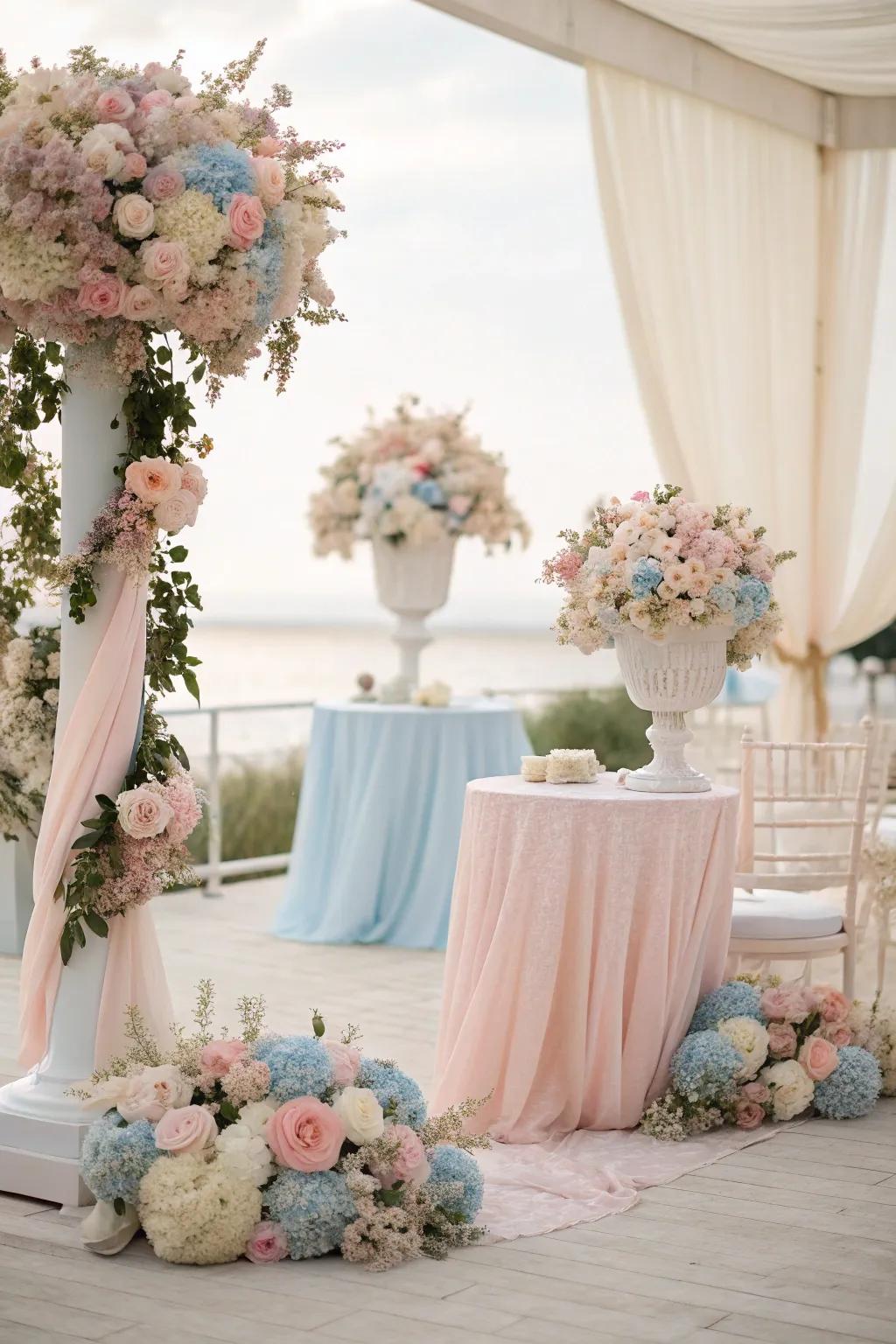 Pastel colors set a romantic tone for spring weddings.