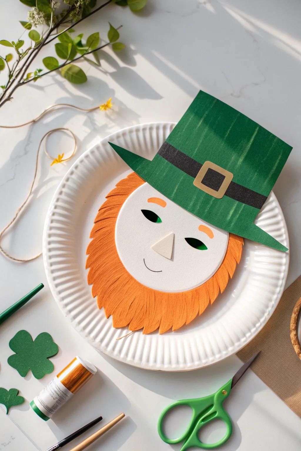 Crafted with love: Embrace the playful spirit of St. Patrick's Day with this charming leprechaun mask!