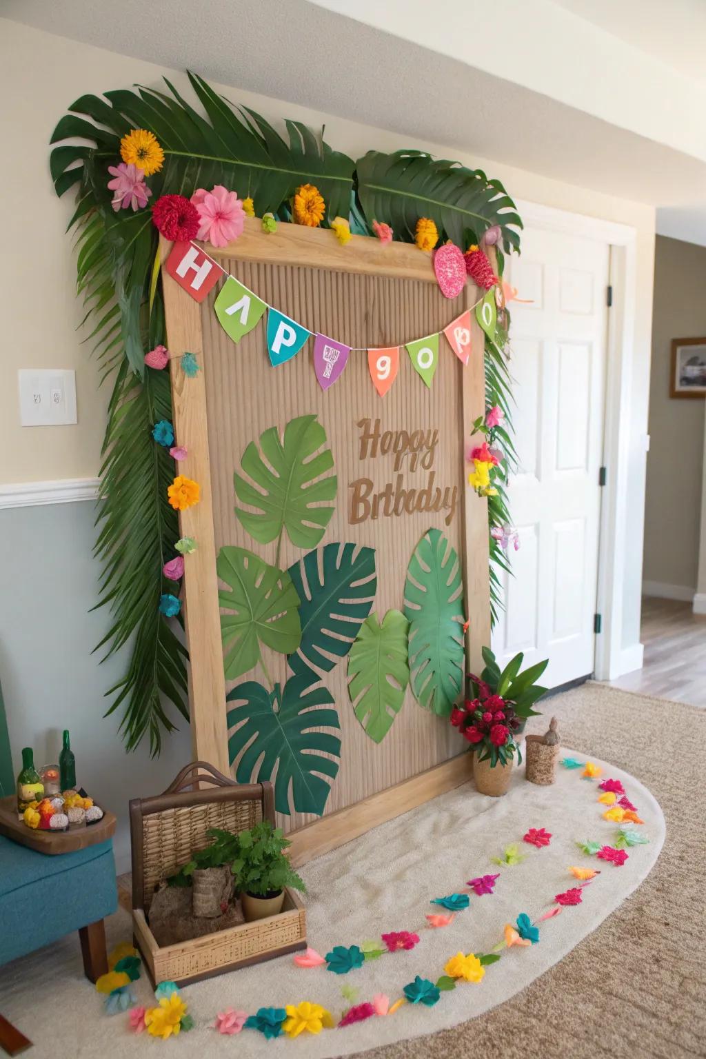 Tropical paradise birthday board.