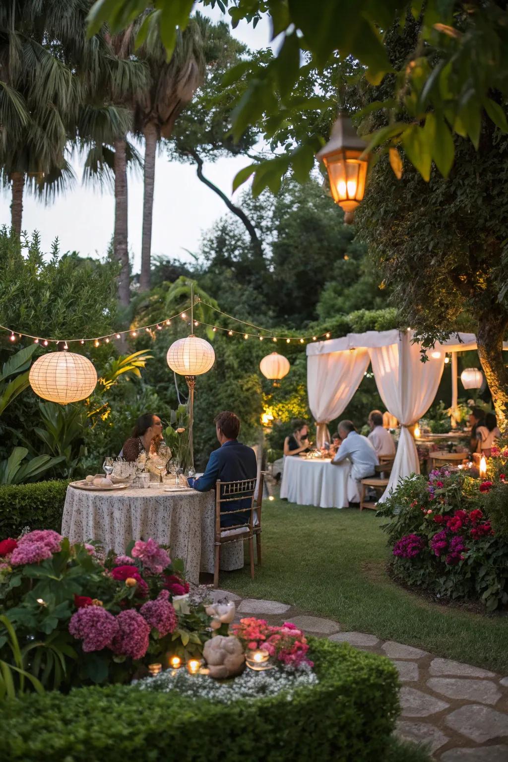 A serene garden party setting perfect for a summer evening.