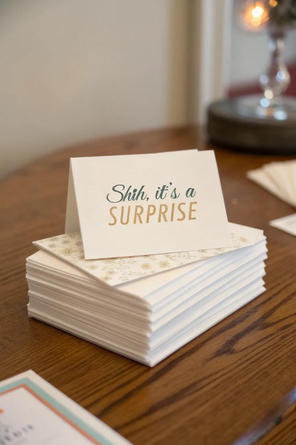 Elegant surprise invitations ready to be delivered.