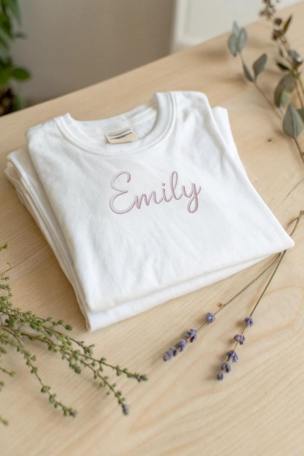 Elegant simplicity with a personal touch—custom name tees that speak from the heart.