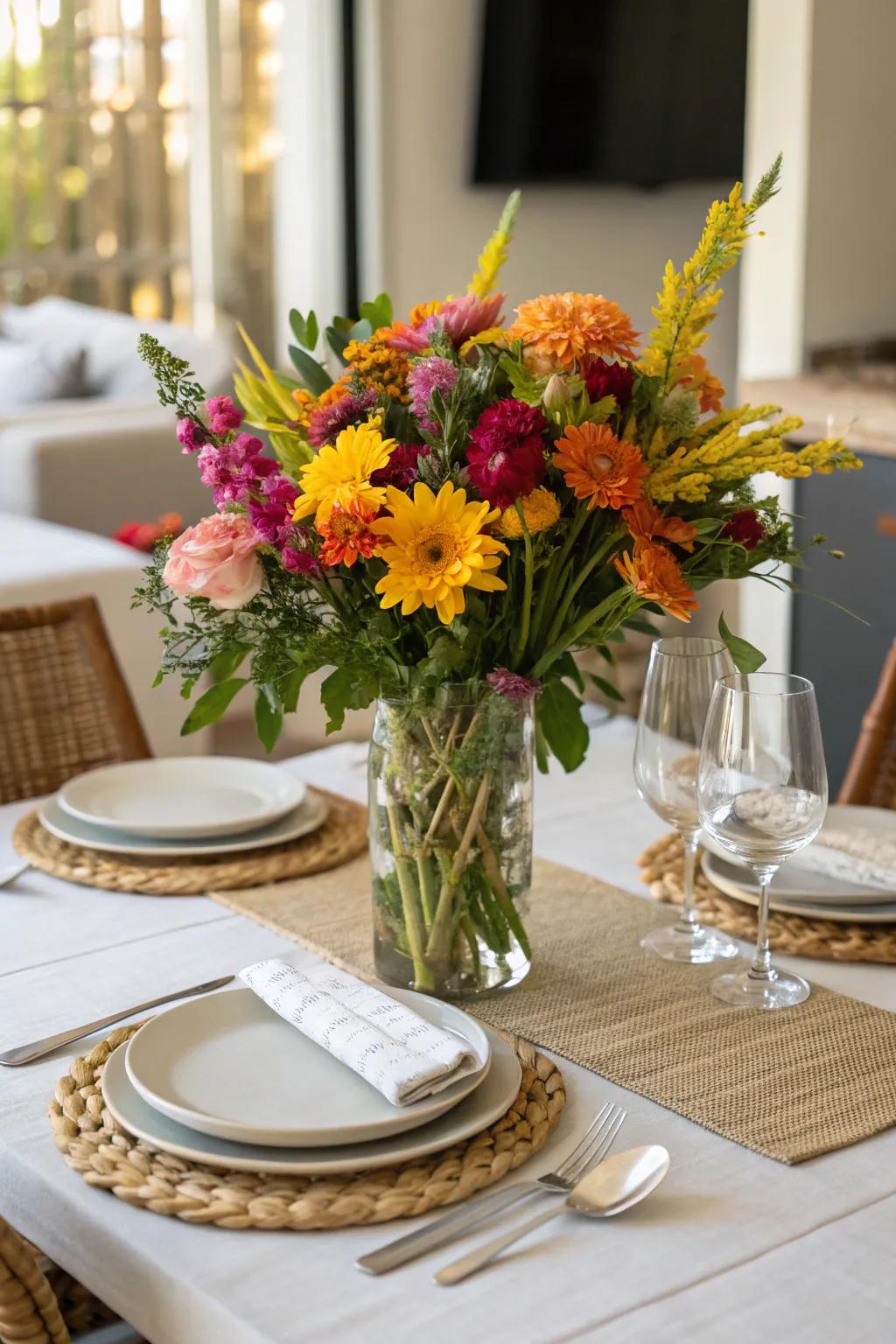 Fresh flowers bring life and color to your tabletop.