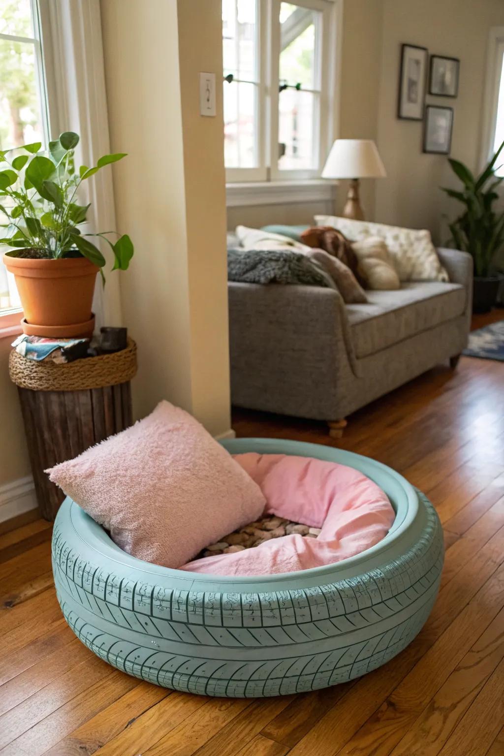 DIY Pet Bed from a Recycled Tire