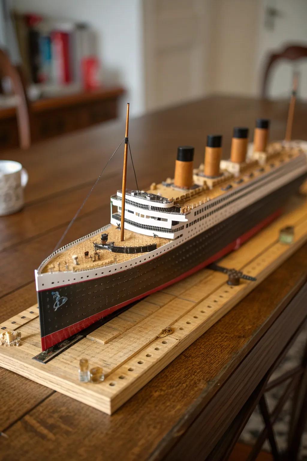 Handcrafted Elegance: A miniature Titanic model that captures the spirit of craftsmanship.
