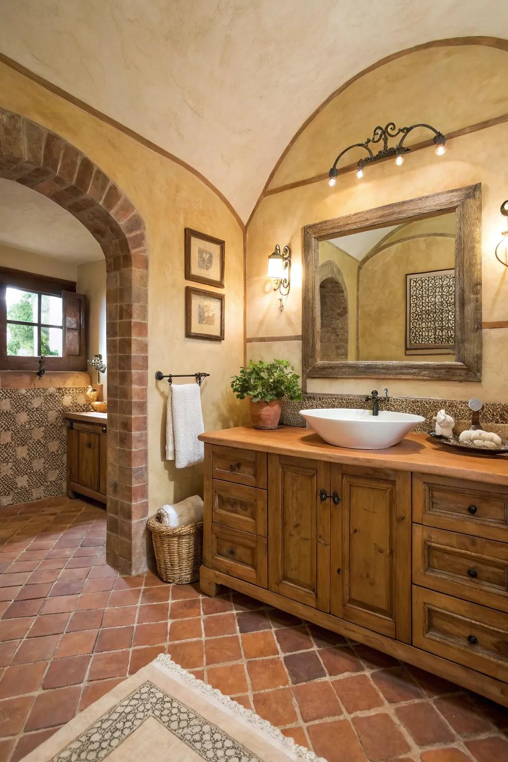 Warm earthy tones creating a cozy Tuscan atmosphere.