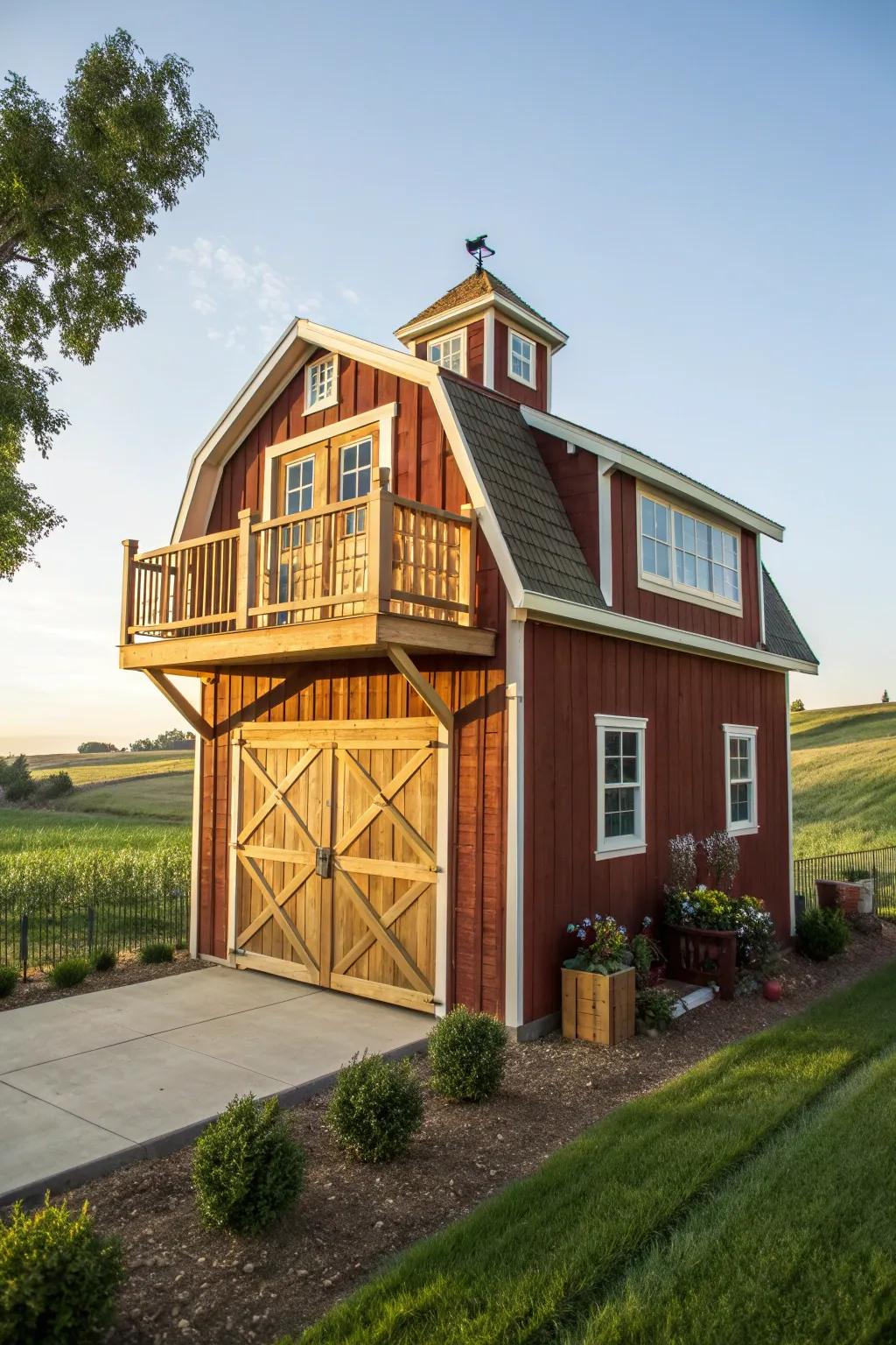 Embrace timeless charm with this beautifully crafted barn-style shed.