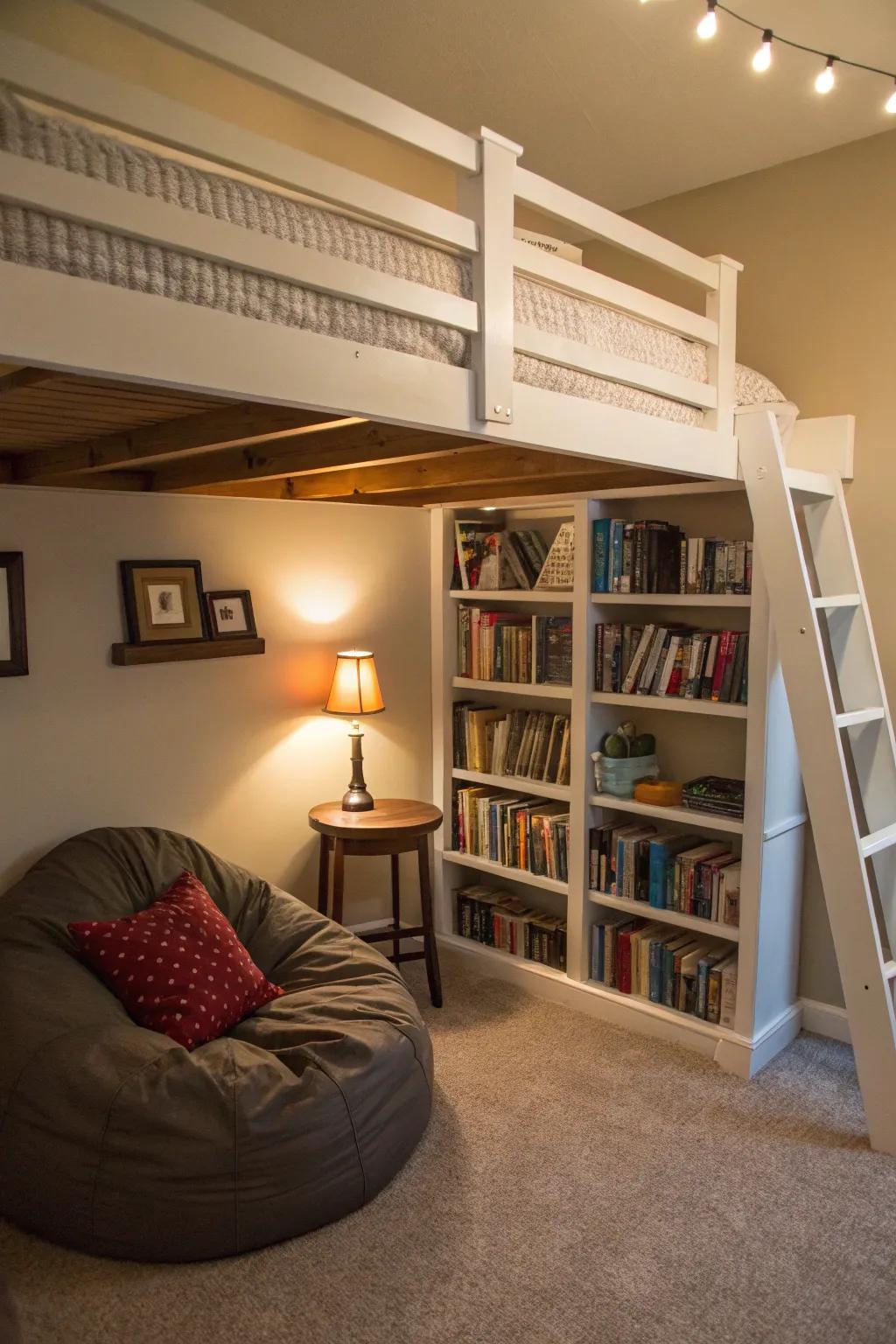 Transform the under-bed area into a serene reading haven.