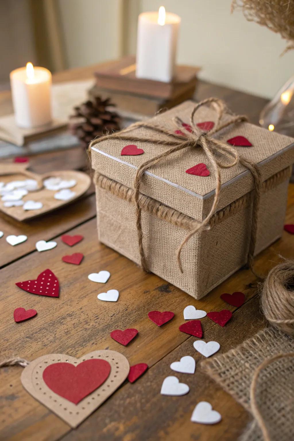 This rustic heartfelt box brings warmth and charm to your Valentine's Day.