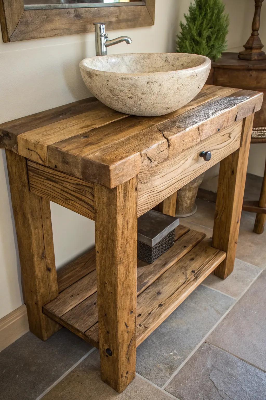 Craftsmanship Meets Functionality: Upcycling a Vintage Table into a Stunning Vessel Sink Base