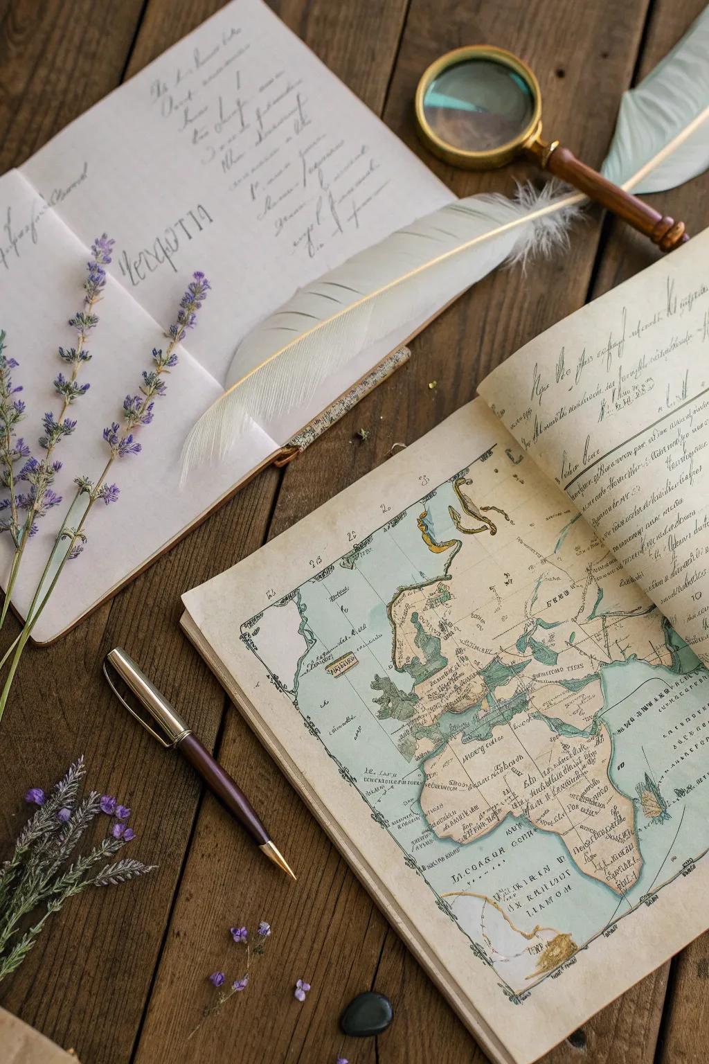 Rediscover the charm of old-world adventures with vintage maps and ledger printables. Perfect for your next scrapbook project!